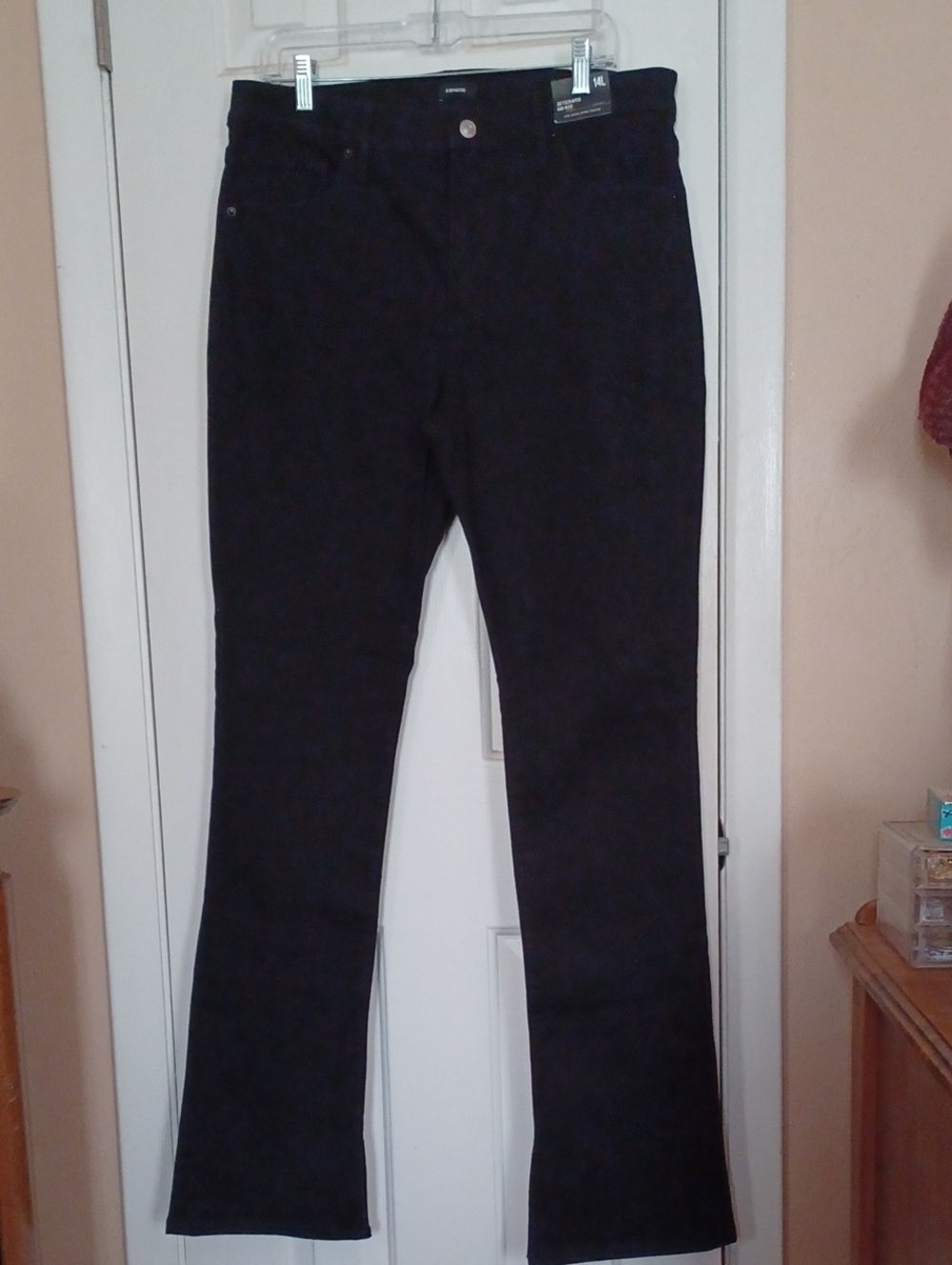 Express Black High-Rise Jeans with Silver Button